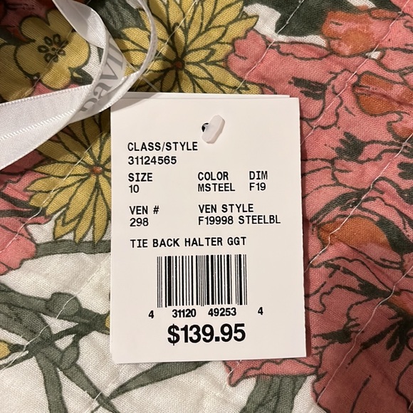 NWT David’s Bridal Vneck Halter Tie Back Dress, Steelblue, Size 10, ALTERED - Picture 4 of 5